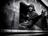 Girl in a train window Poster och Canvastavla