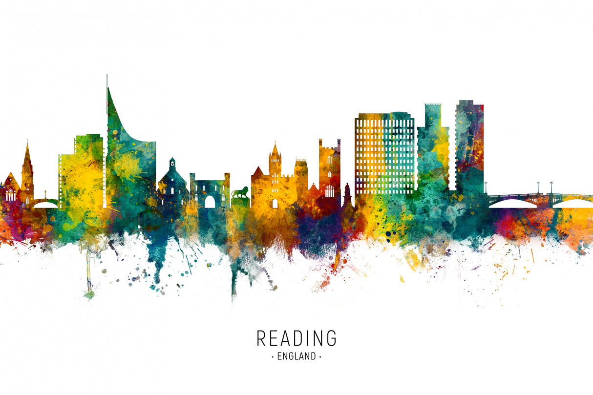 Reading England Skyline Poster och Canvastavla