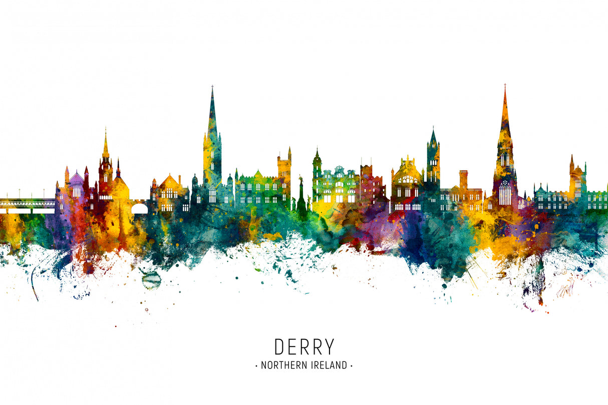 Derry Northern Ireland Skyline Poster och Canvastavla