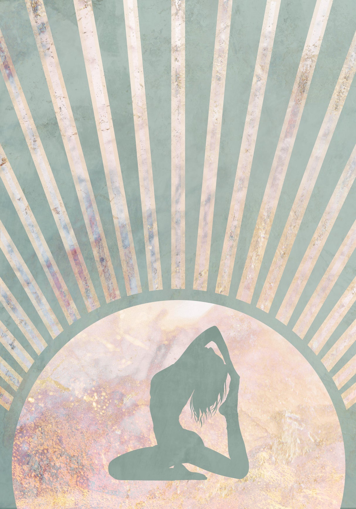 Yoga Boho Sun Rise Green 7 Poster och Canvastavla