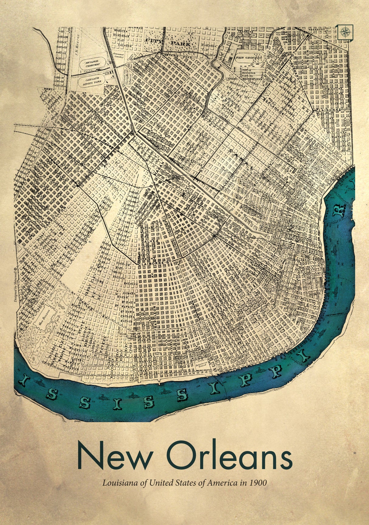 New Orleans map Poster och Canvastavla