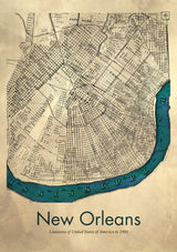 New Orleans map Poster och Canvastavla