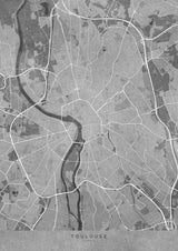 Gray vintage map of Toulouse France Poster och Canvastavla