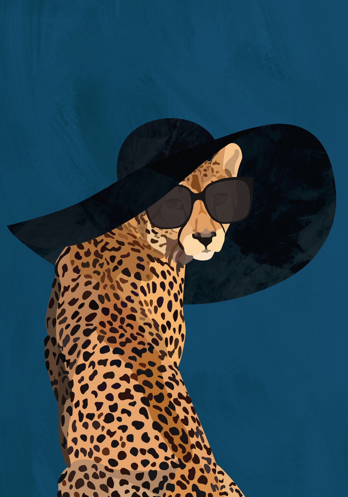 Fashionable Cheetah wearing a sunhat Poster och Canvastavla