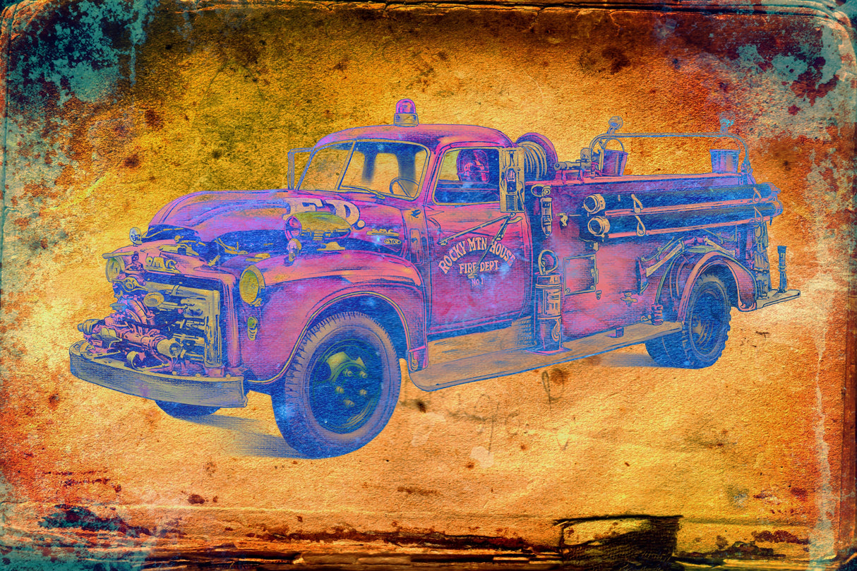 Vintage firetruck Poster och Canvastavla
