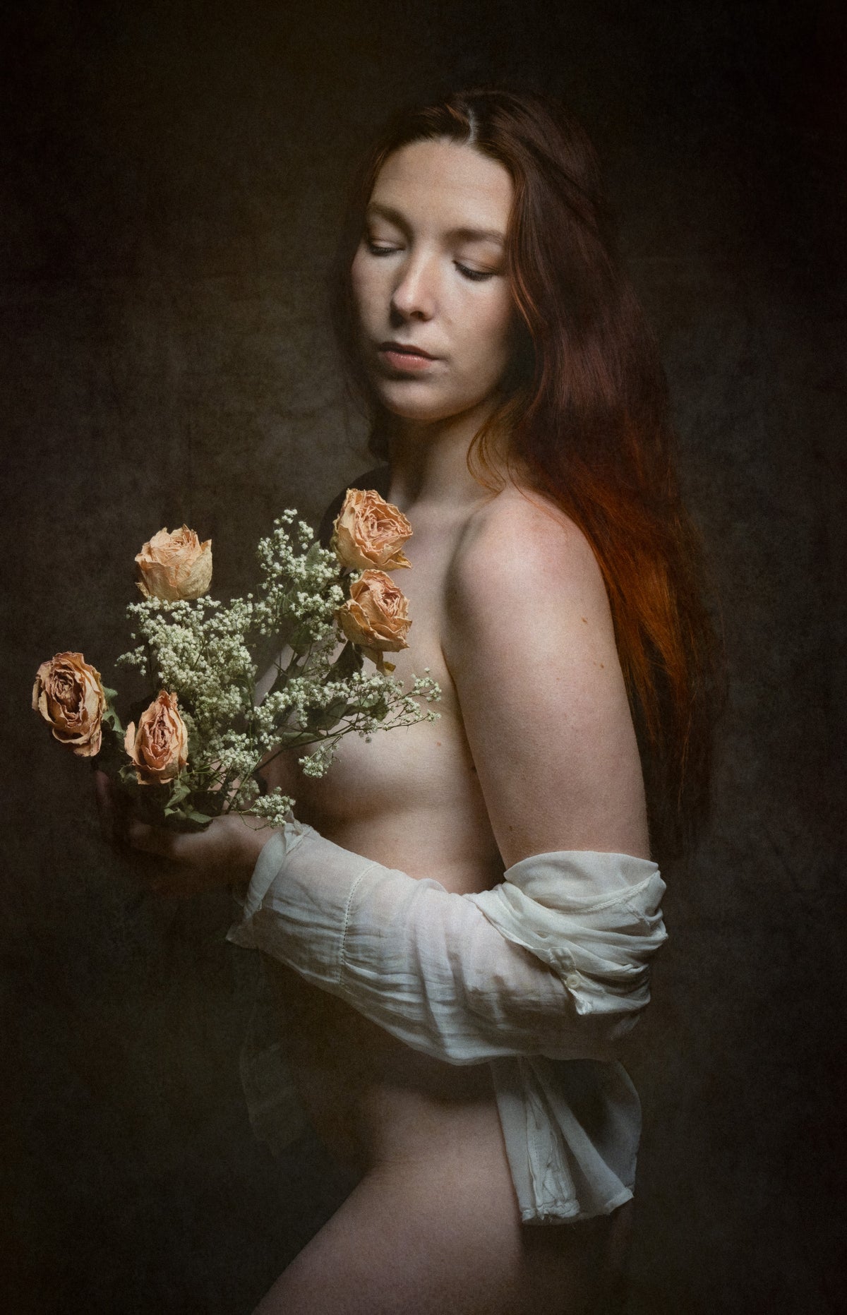 das Mädchen mit dem Blumenstraus Poster och Canvastavla