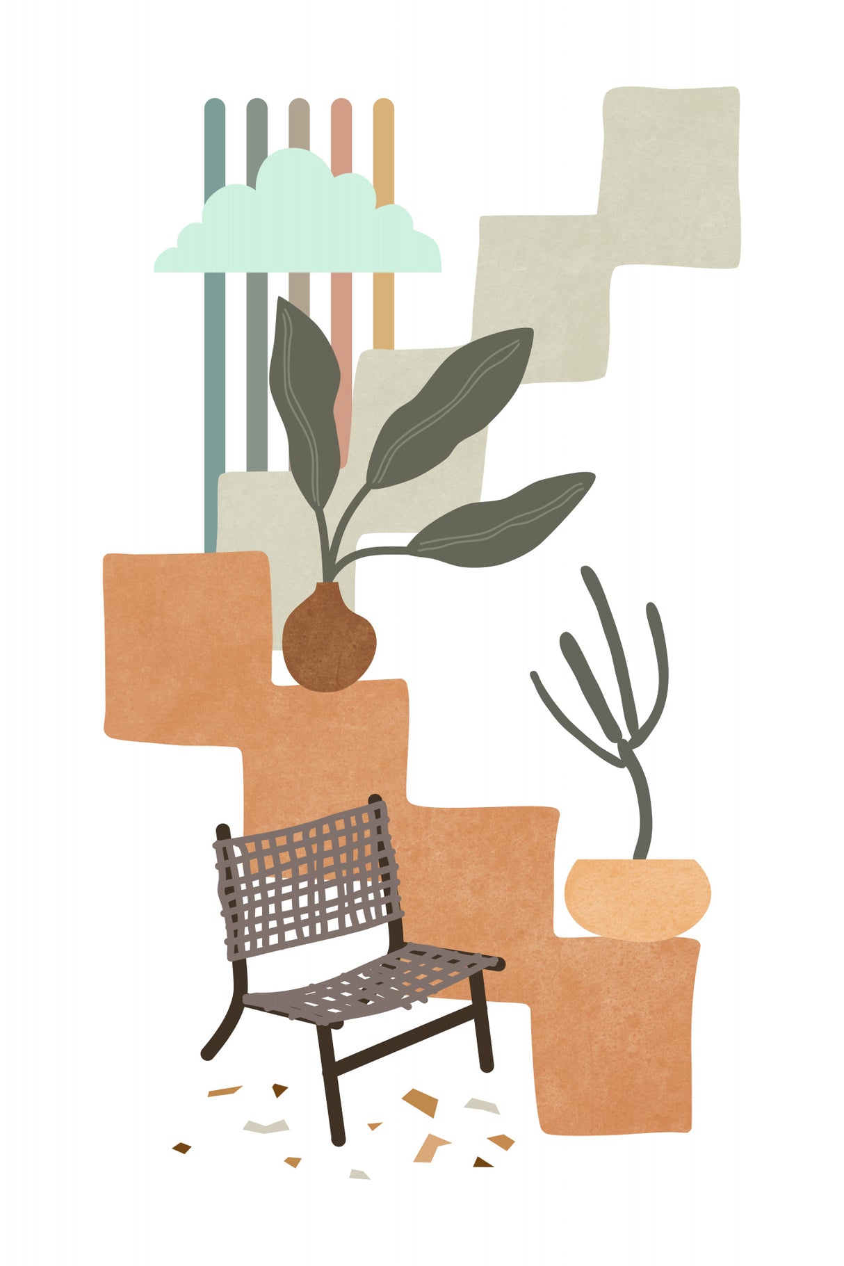 Tropical Villa Color and Shapes 10 Poster och Canvastavla