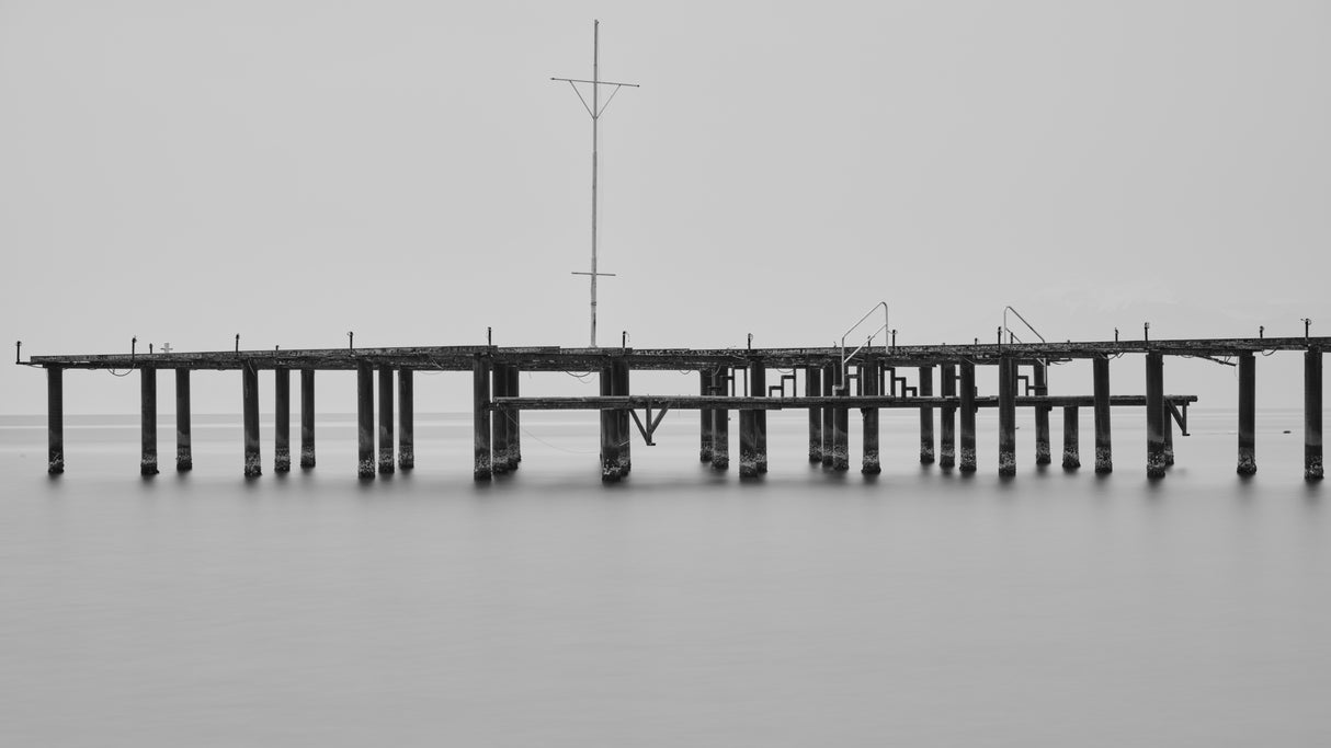 old pier and dramatic landscape Poster och Canvastavla