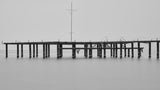 old pier and dramatic landscape Poster och Canvastavla