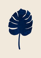 Monstera Marble Blue Poster och Canvastavla
