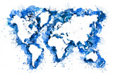 Blue strokes world map Poster och Canvastavla