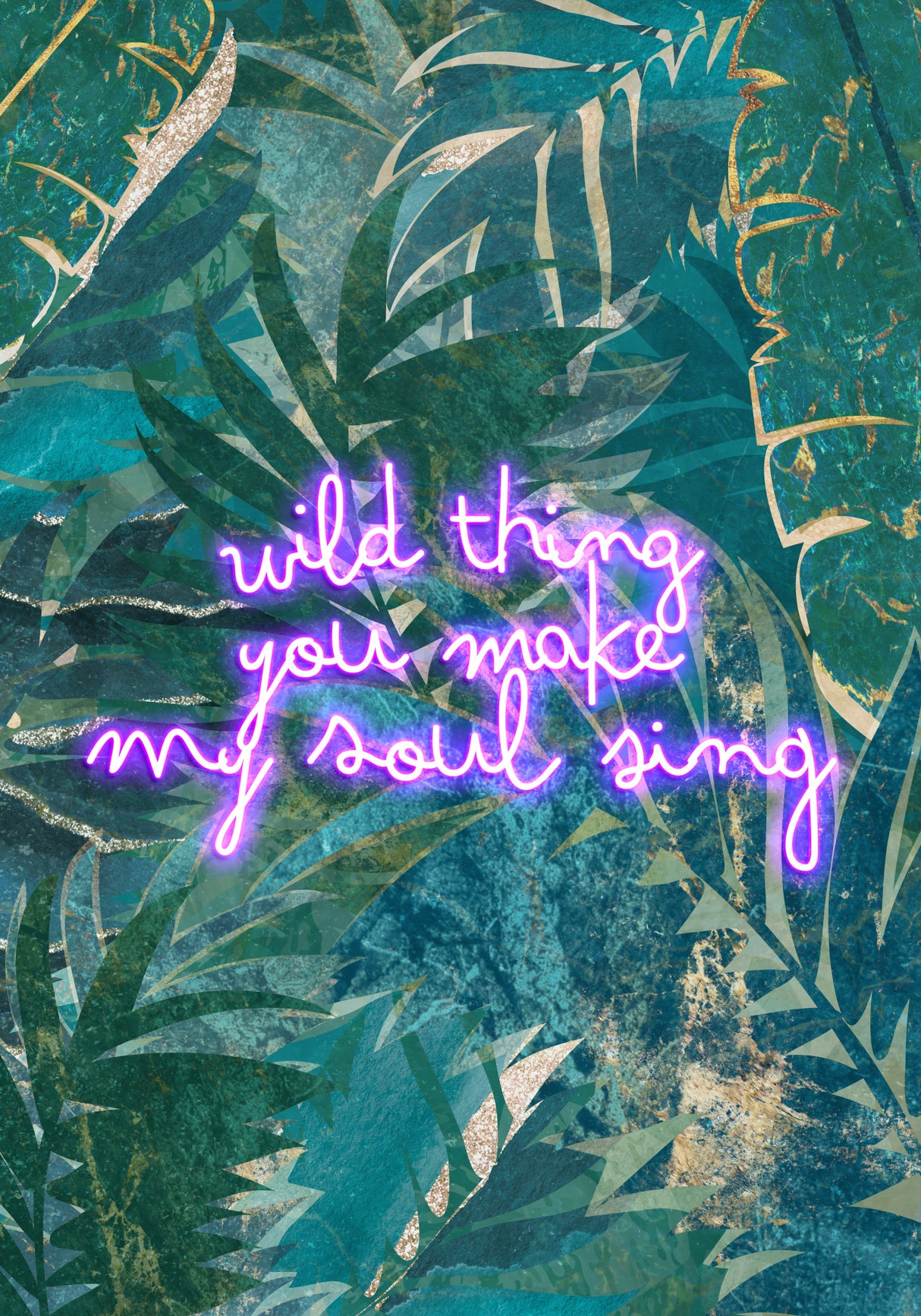Neon Jungle Typography Poster och Canvastavla