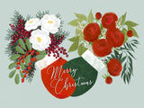 Floral mittens Merry Christmas in mint Poster och Canvastavla