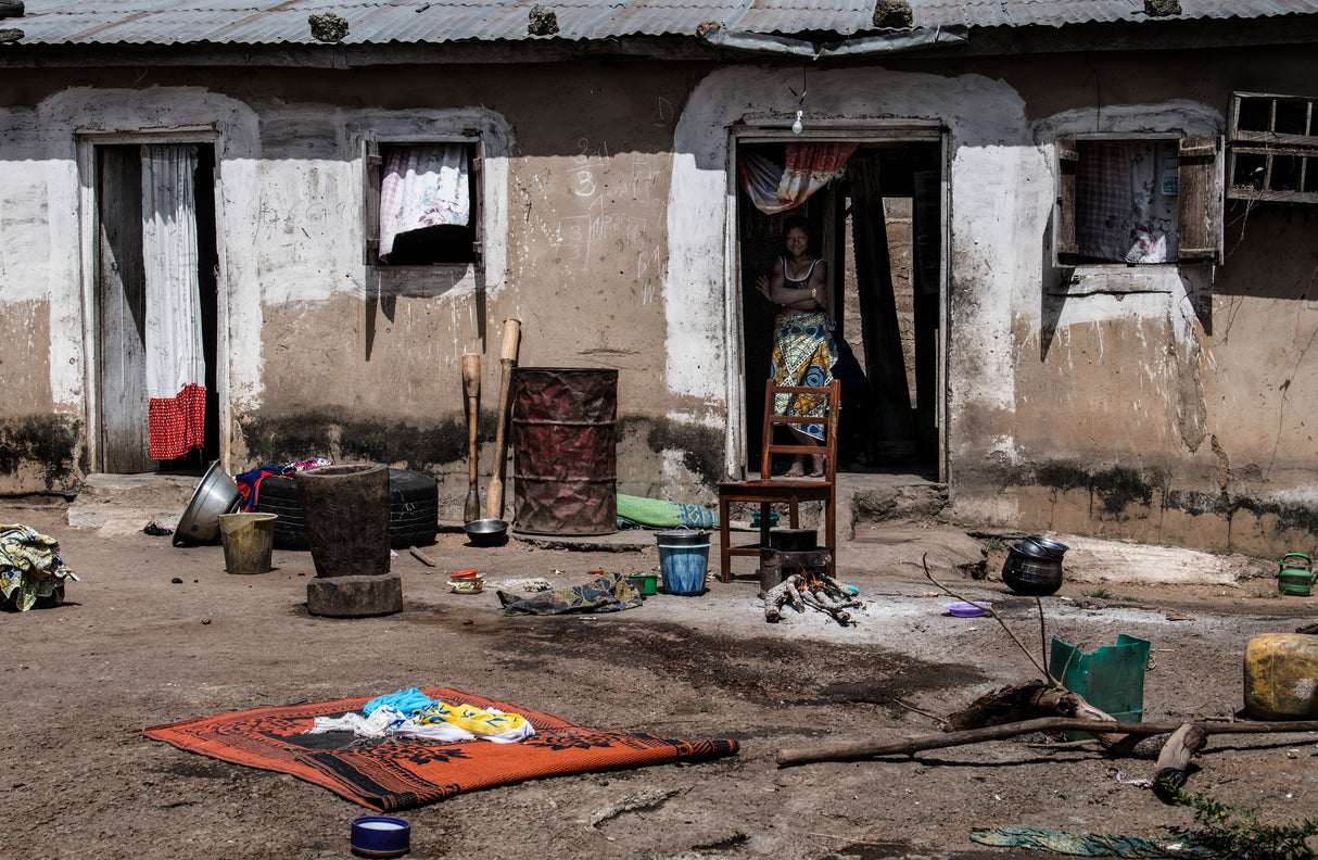 The house near the market-Benin Poster och Canvastavla