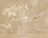 Map of Winston Salem (NC, USA) in sepia vintage style Poster och Canvastavla