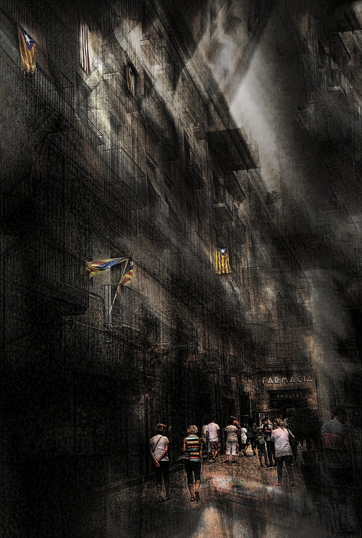 In the streets of Girona, Spain Poster och Canvastavla