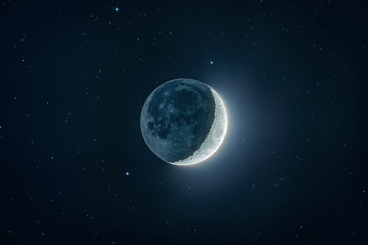 Waxing Crescent with the Earthshine Poster och Canvastavla