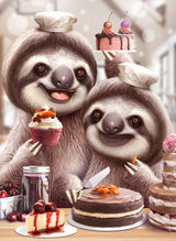 SLOTH BAKING CAKES Poster och Canvastavla