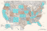 Highly detailed map of the United States, Romy Poster och Canvastavla