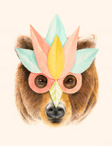 Bear Paper Mask Poster och Canvastavla