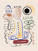 Line Art Bizarre Aboriginal Portrait Poster och Canvastavla