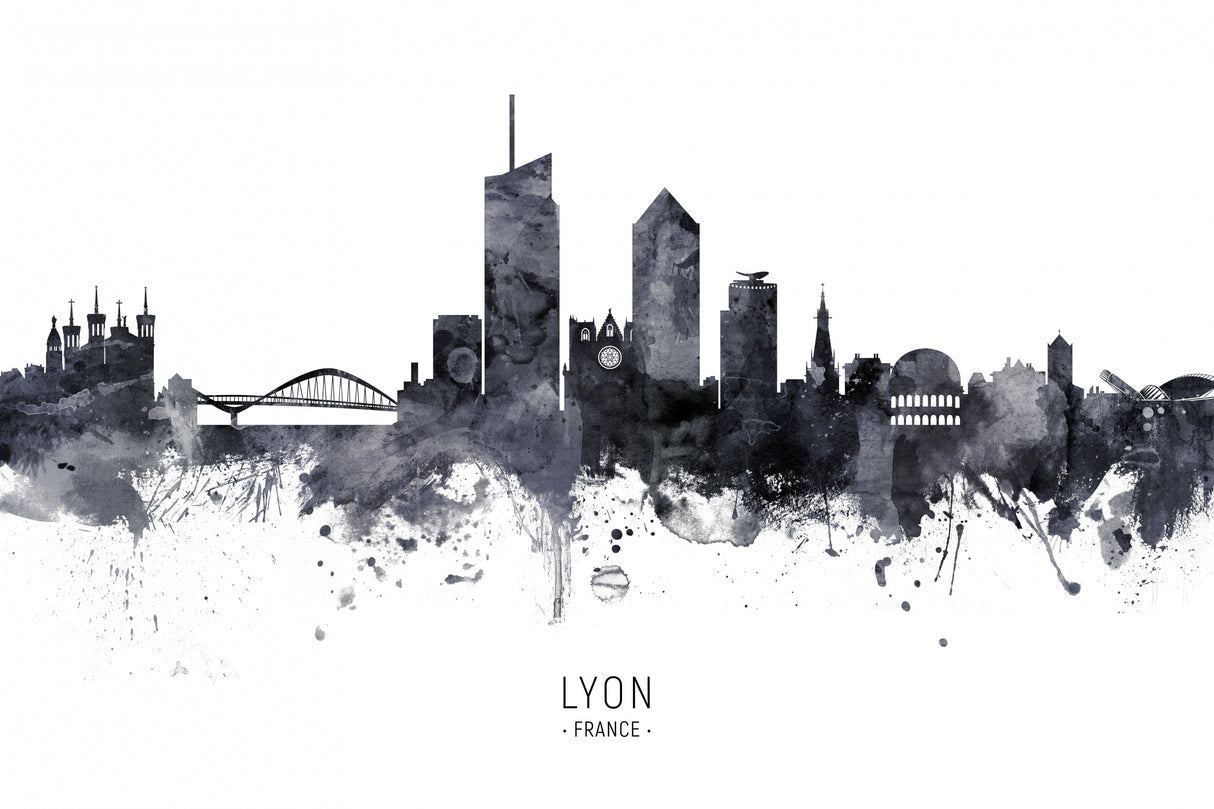 Lyon France Skyline Poster och Canvastavla