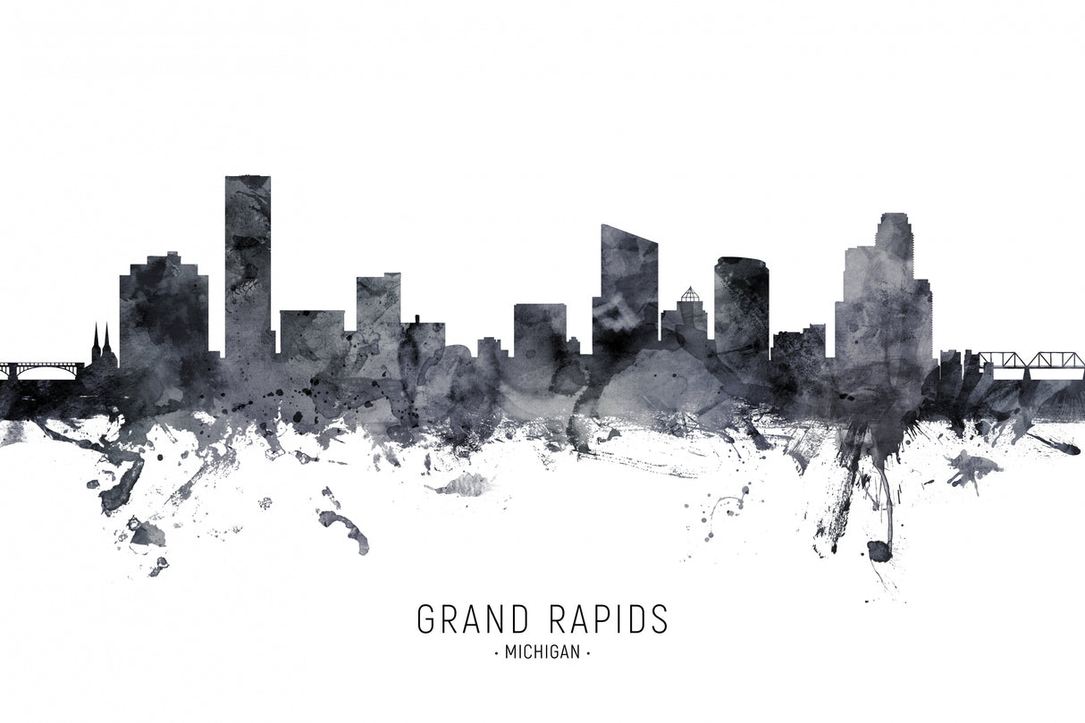 Grand Rapids Michigan Skyline Poster och Canvastavla