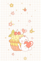 Cat And Cake Poster och Canvastavla