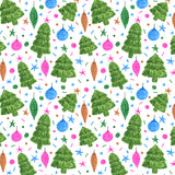 Pink Blue Green Christmas Trees and Bulbs Poster och Canvastavla