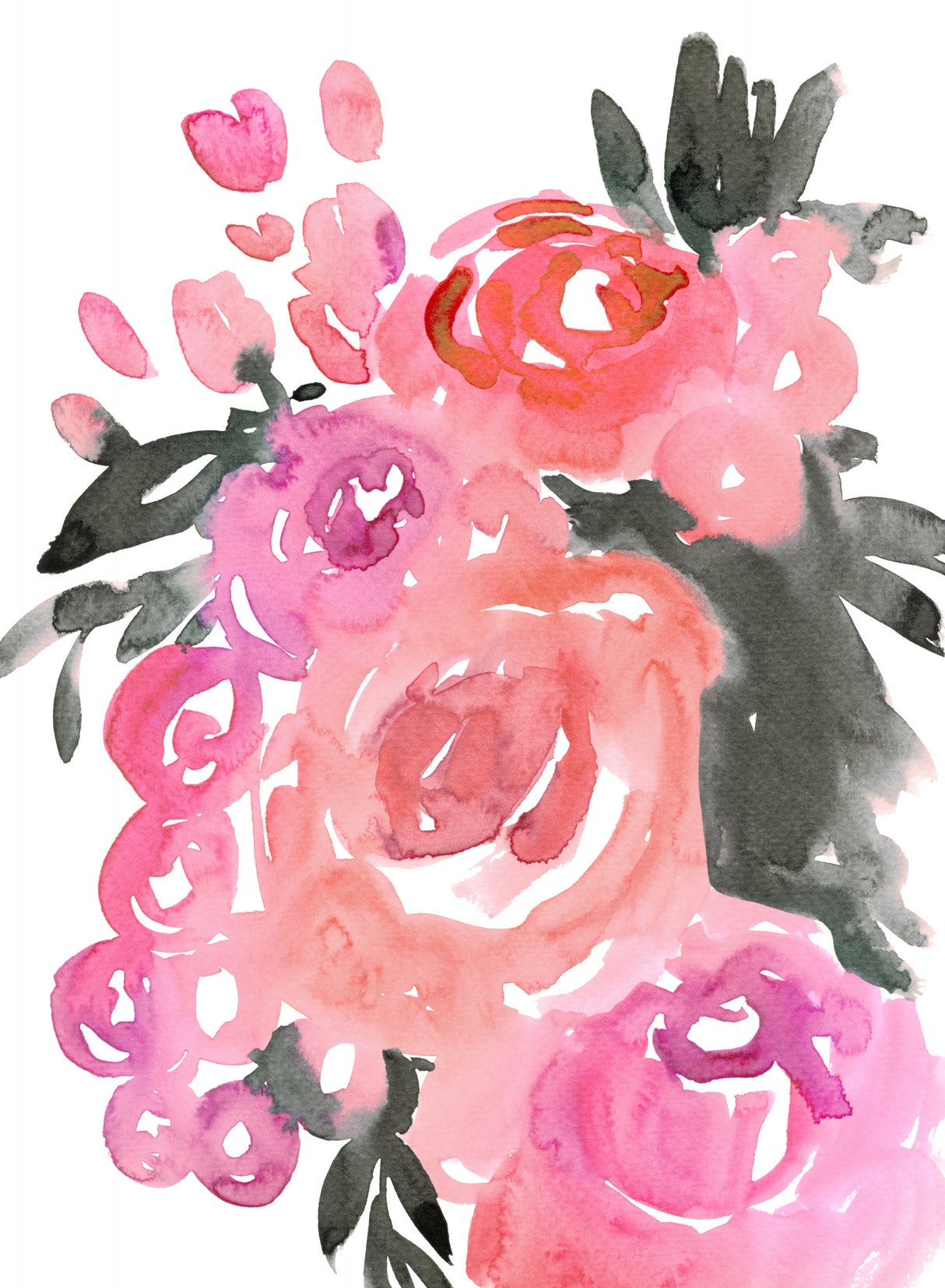 Maeko loose watercolor florals II Poster och Canvastavla