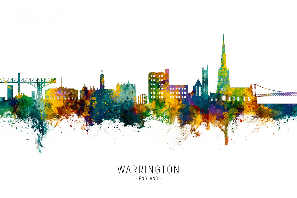 Warrington England Skyline Poster och Canvastavla