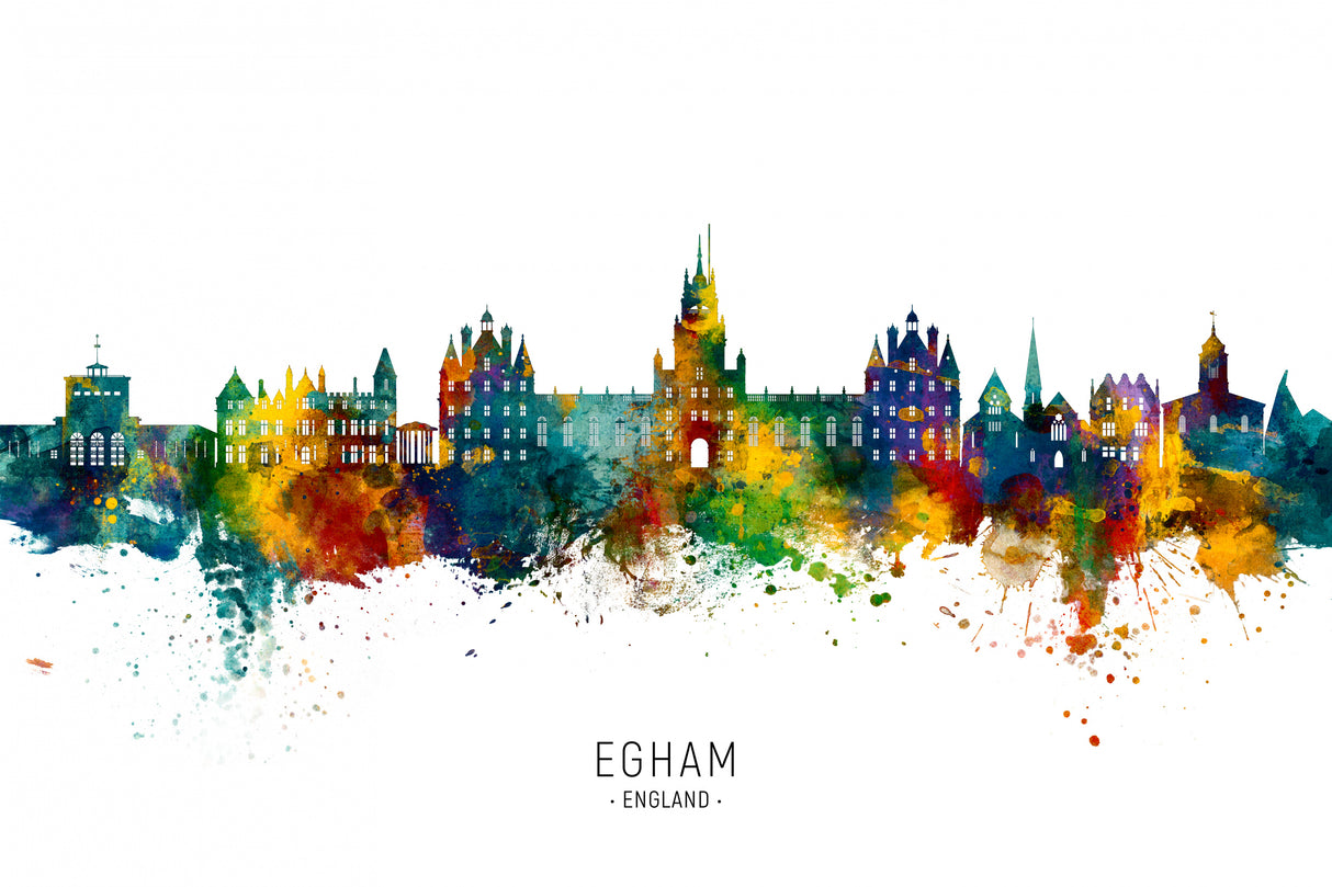 Egham England Skyline Poster och Canvastavla