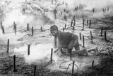 Collecting dung in a mundari cattle camp - South Sudan Poster och Canvastavla