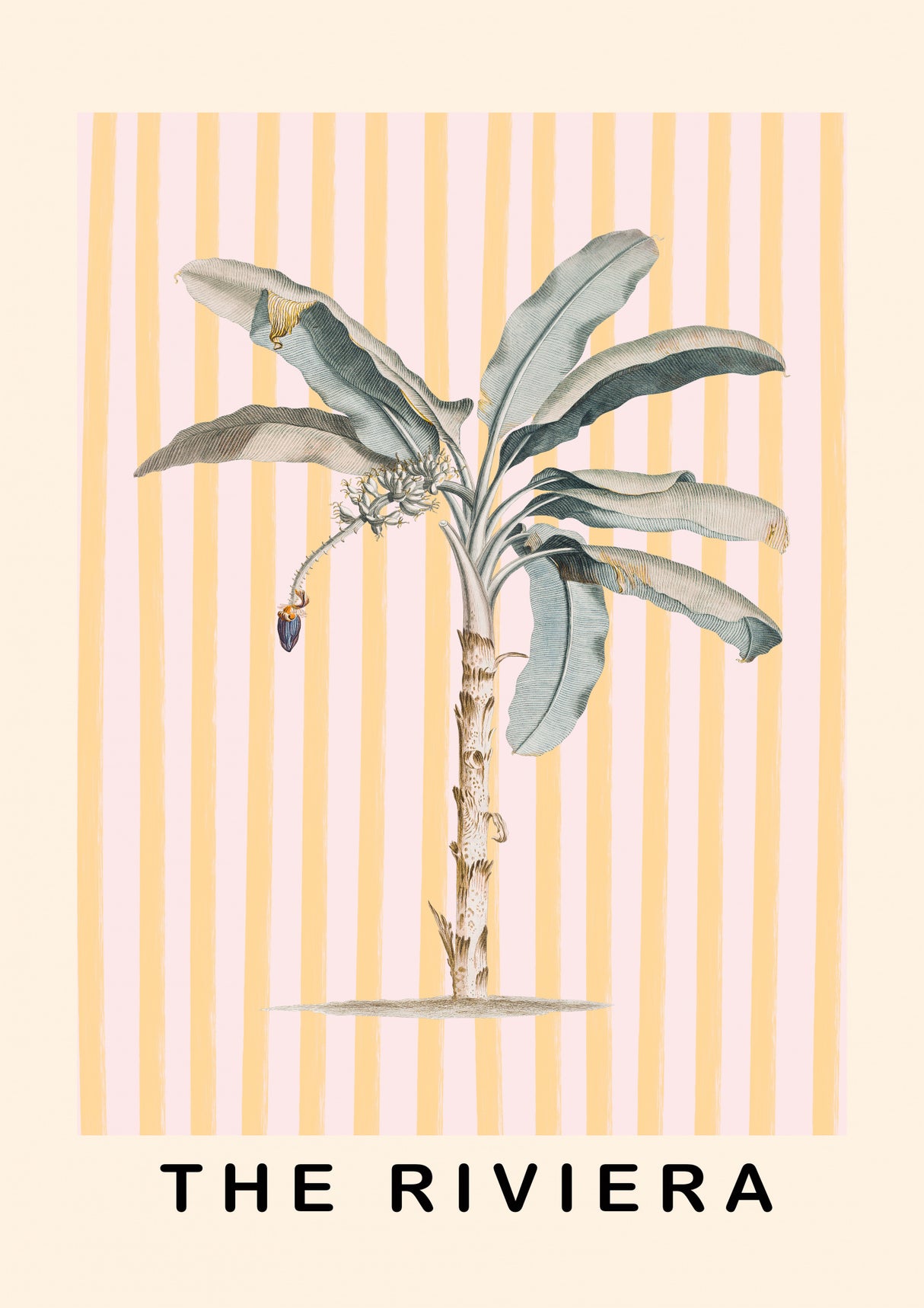 Pink and Yellow Palm Tree Poster och Canvastavla