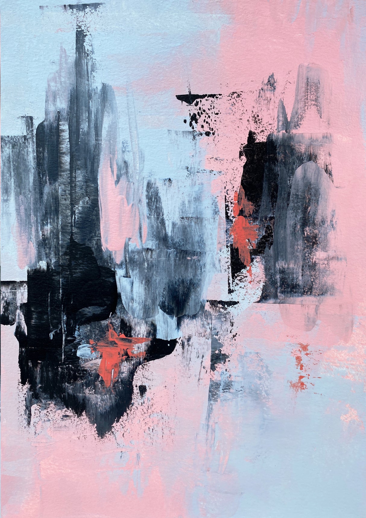 Pink and Grey Abstract 3 Poster och Canvastavla