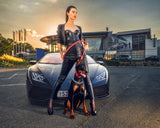 Daniela and the Doberman Alma at sunset Poster och Canvastavla