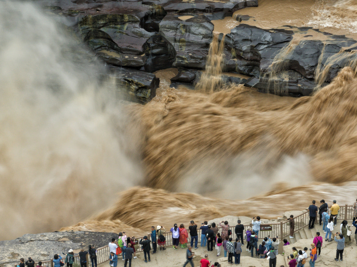 Yellow river's waterfall Poster och Canvastavla