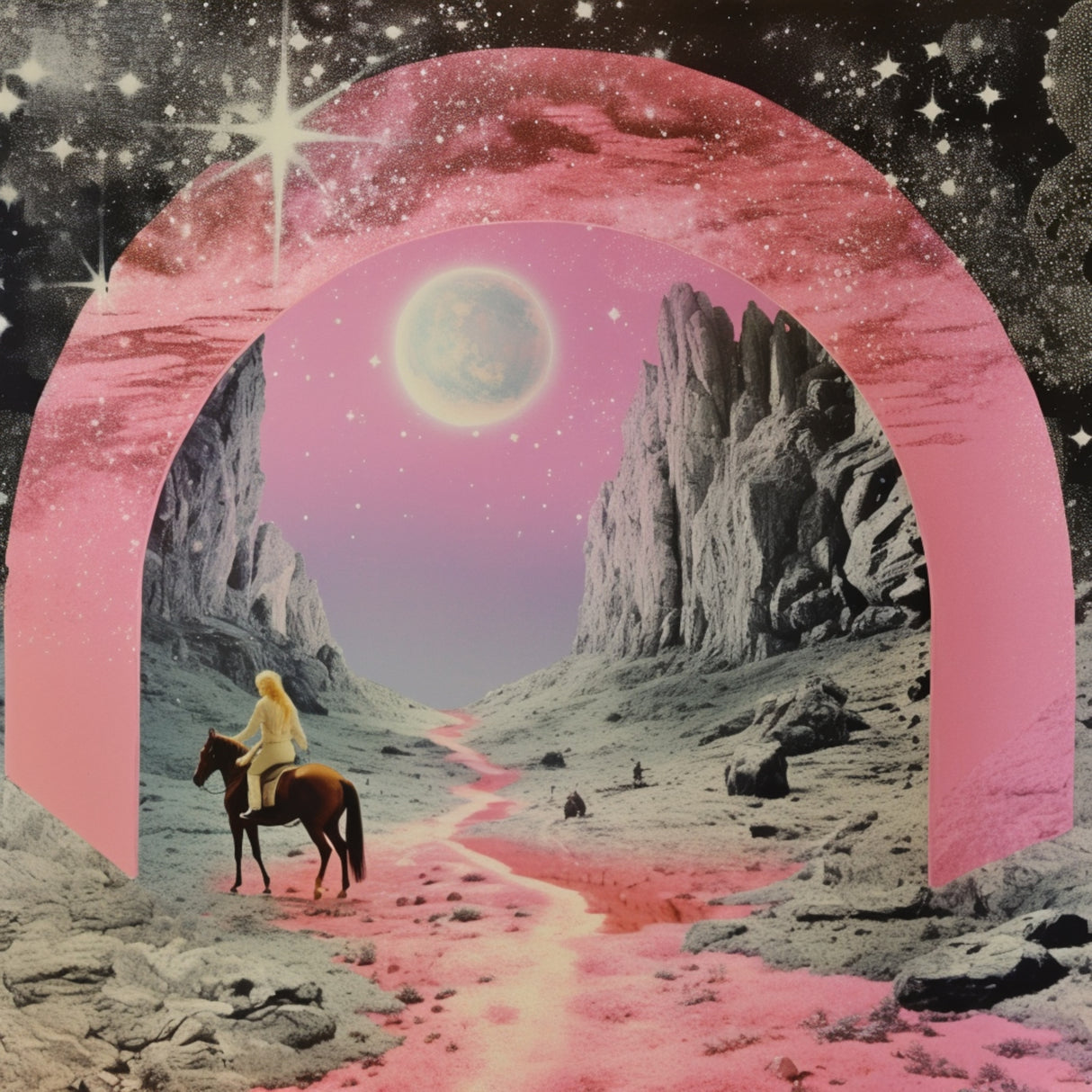 Through Time and Space Vintage Collage Art Poster och Canvastavla