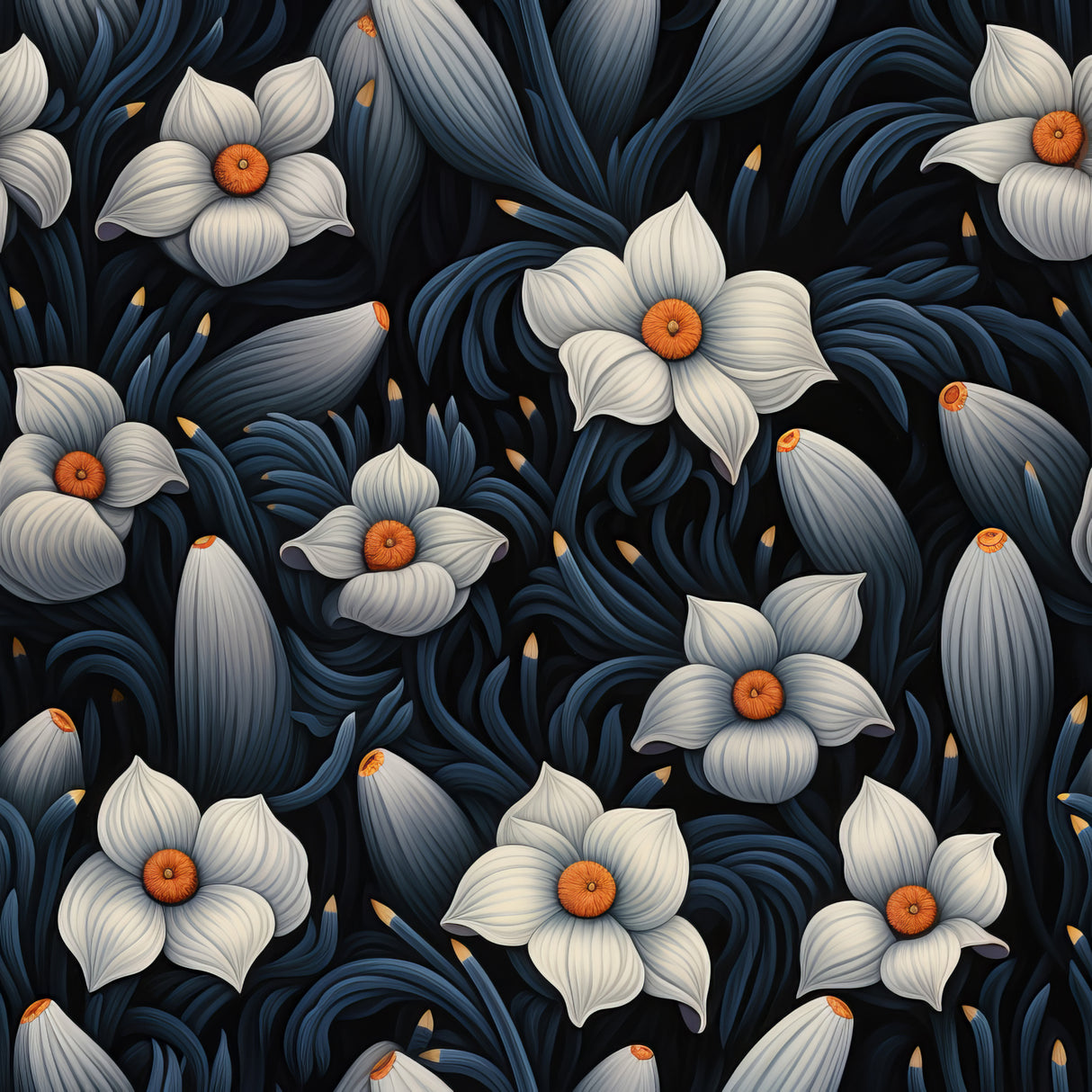 Dark Floral 3 Poster och Canvastavla