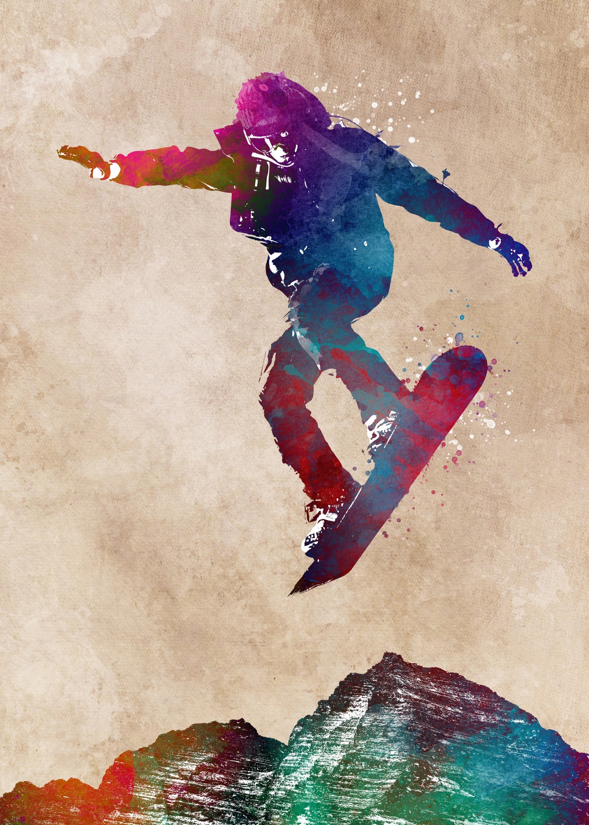 Snowboard Sport Art 2 Poster och Canvastavla