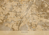 Sepia vintage map of Munich Germany Poster och Canvastavla