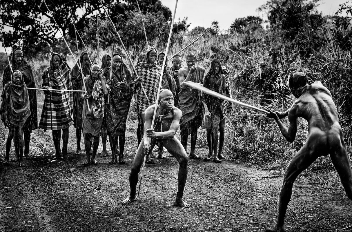 Rehearsing for the donga fight - Ethiopia Poster och Canvastavla