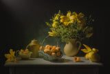 Yellow Lilies and Peaches Poster och Canvastavla