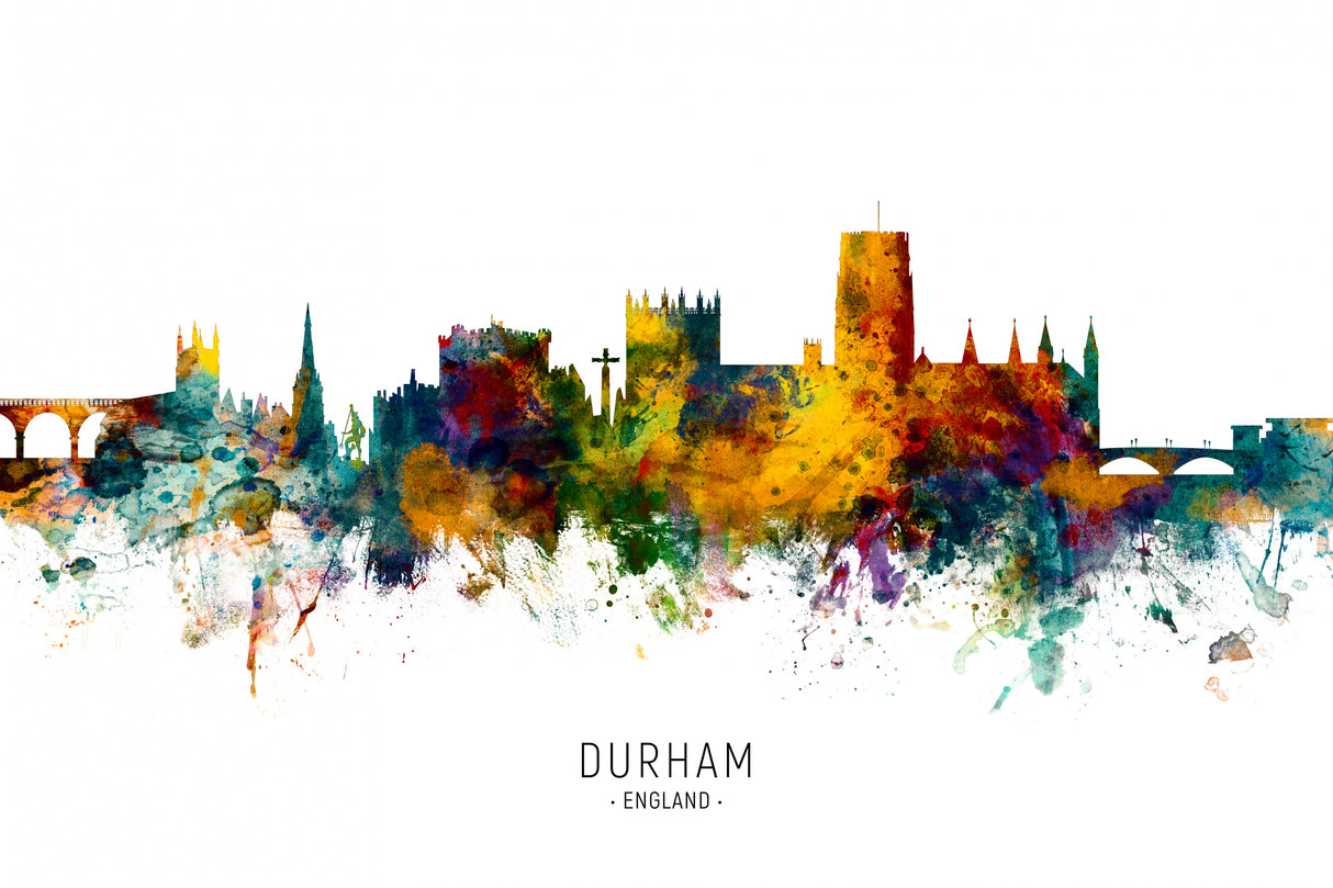 Durham England Skyline Cityscape Poster och Canvastavla