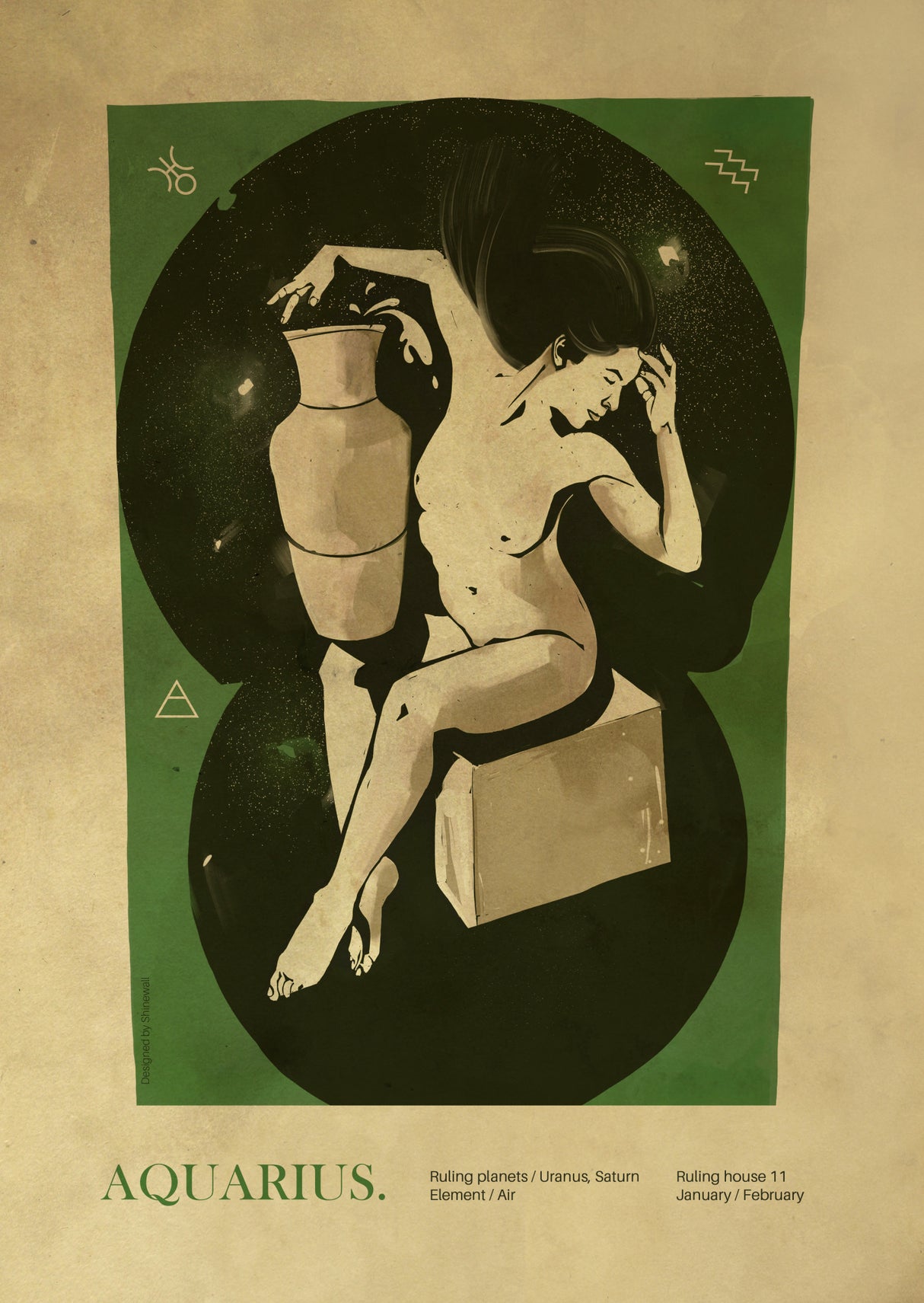 Aquarius print Poster och Canvastavla