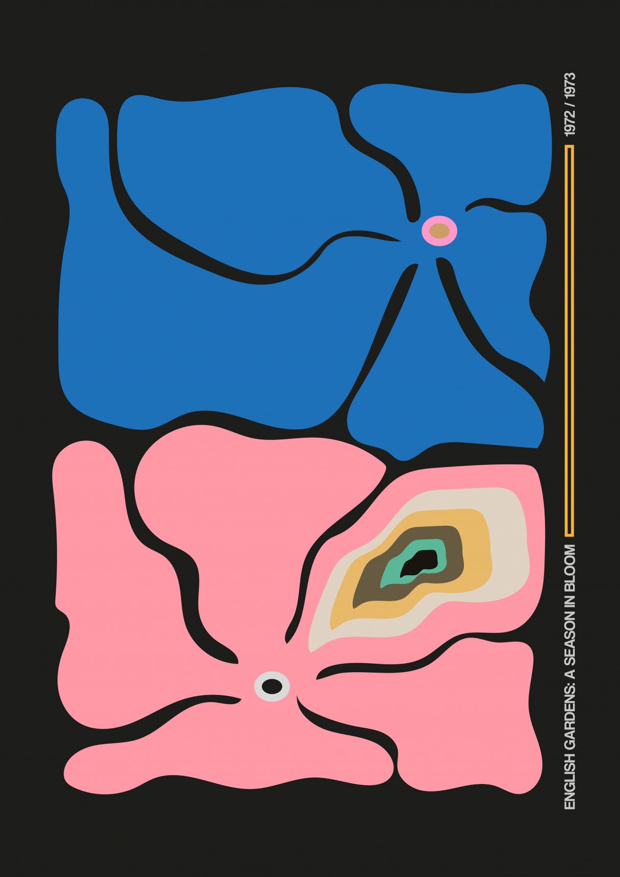 Two By Two Flower Rainbow Grey Poster och Canvastavla