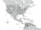 Gray map of USA and the Caribbean sea Poster och Canvastavla