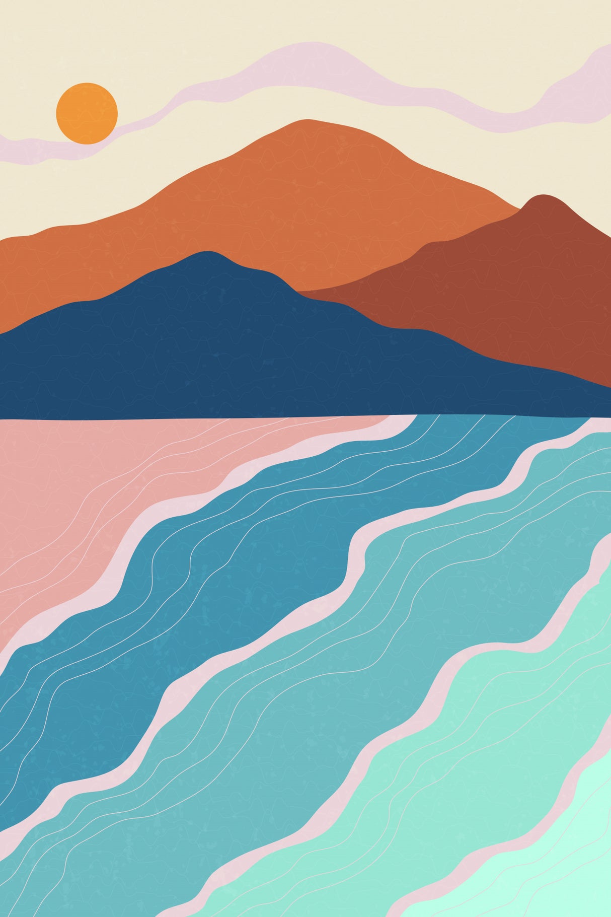 Beach and Mountains #2 Poster och Canvastavla
