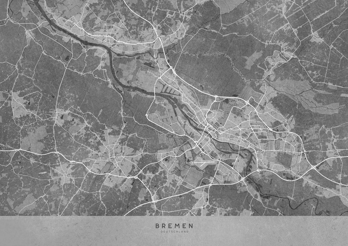 Gray vintage map of Bremen Germany Poster och Canvastavla
