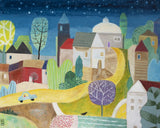 Village Under the Stars Poster och Canvastavla